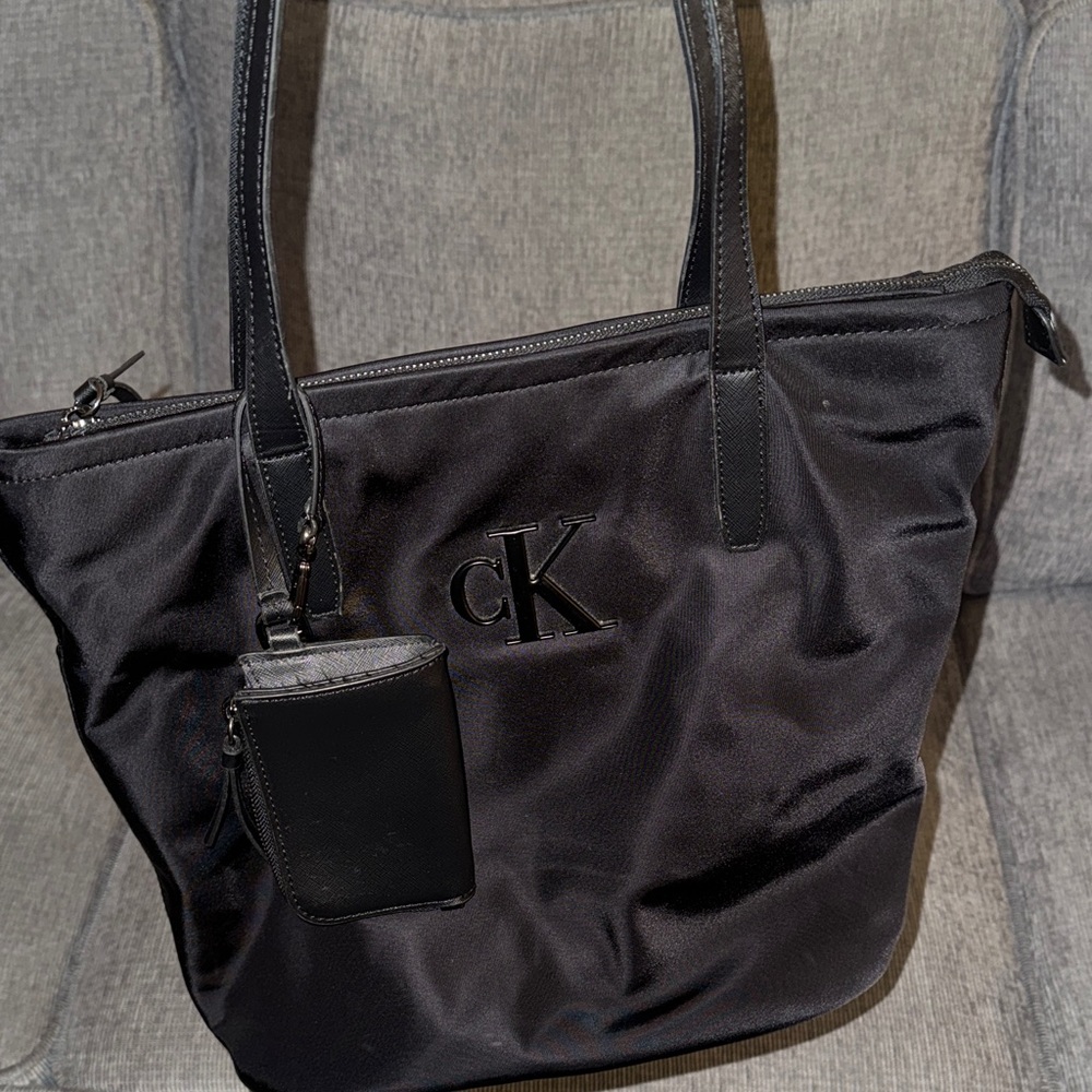 Calvin Klein Black Tote with Logo Charm